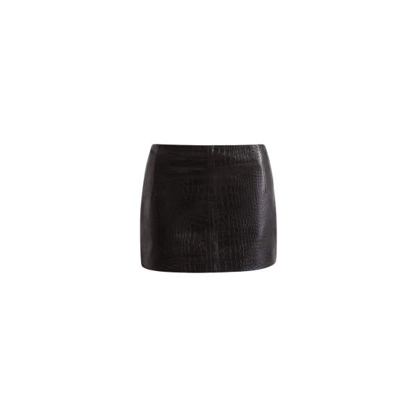 Nour Hammour Avery Skirt Ultra Mini Croco Leather Skirt
