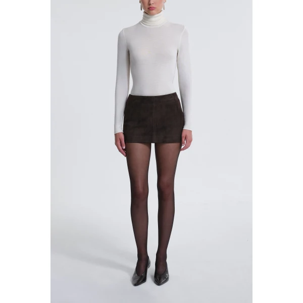 Nour Hammour Avery Skirt Ultra Mini Suede Skirt, view 2