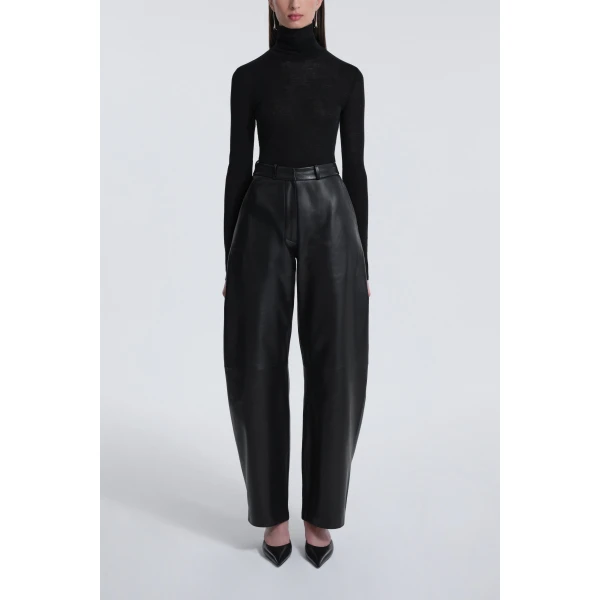 Nour Hammour Barrel Pants Softly Sculpted Leather Pants, view 2