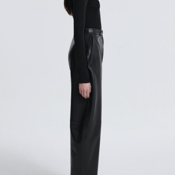 Nour Hammour Pants Color | Barrel Pants Softly Sculpted Leather Pants luxury leather Pants from Coveti