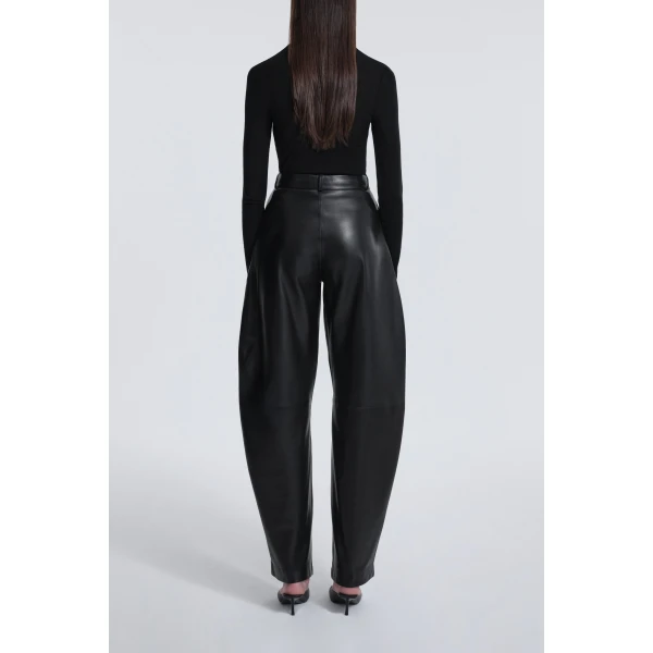 Nour Hammour Barrel Pants Softly Sculpted Leather Pants, view 4