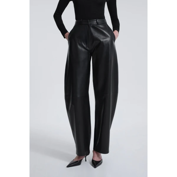 Nour Hammour Barrel Pants Softly Sculpted Leather Pants, view 5