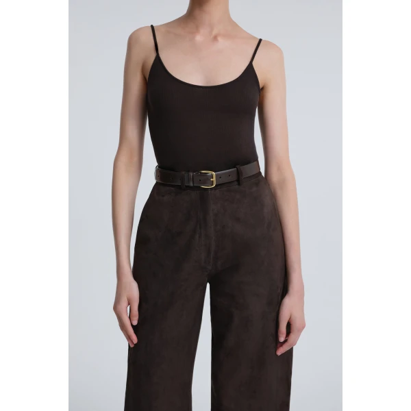 Nour Hammour Barrel Pants Softly Sculpted Suede Pants, view 5