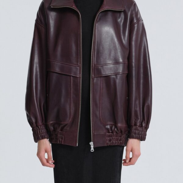 Nour Hammour Jackets Color | Beck Leather Bomber Jacket luxury leather Jackets from Coveti