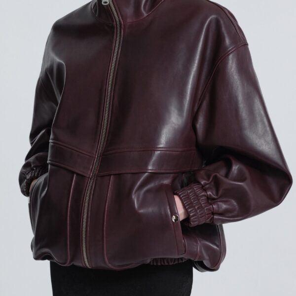 Nour Hammour Jackets Color | Beck Leather Bomber Jacket luxury leather Jackets from Coveti