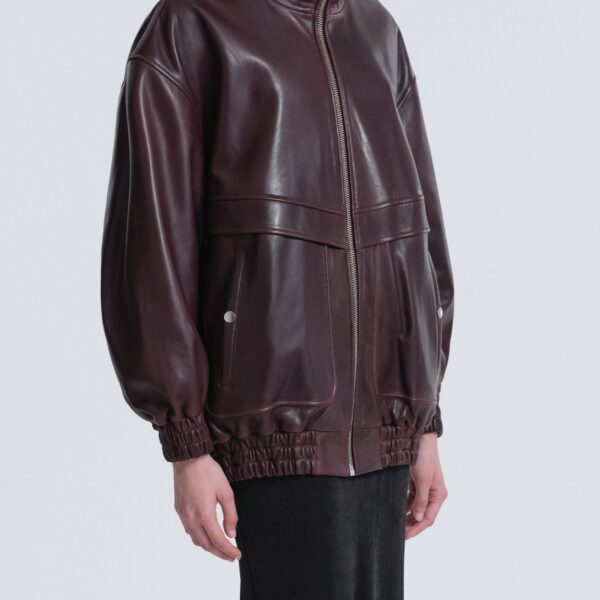 Nour Hammour Jackets Color | Beck Leather Bomber Jacket luxury leather Jackets from Coveti
