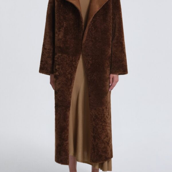 Nour Hammour Coats Color | Birthday Coat Draped Shearling Coat luxury leather Coats from Coveti