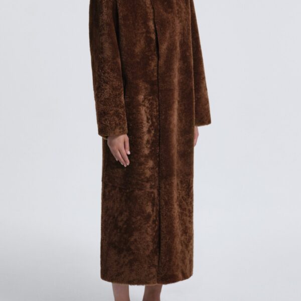 Nour Hammour Coats Color | Birthday Coat Draped Shearling Coat luxury leather Coats from Coveti