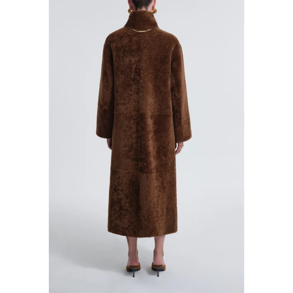 Nour Hammour Birthday Coat Draped Shearling Coat, view 5