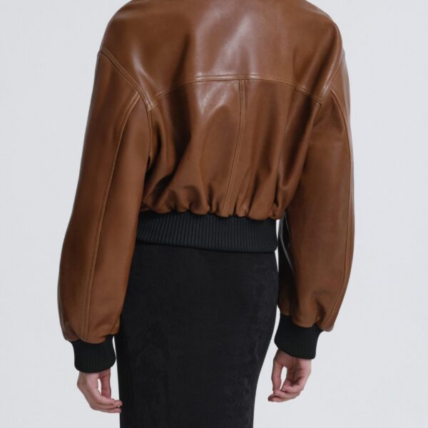 Nour Hammour Jackets Color | Briar Cropped Bomber Jacket luxury leather Jackets from Coveti