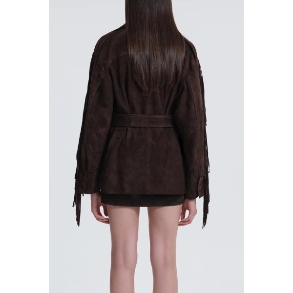 Nour Hammour Cassidy Suede Fringe Jacket, view 5