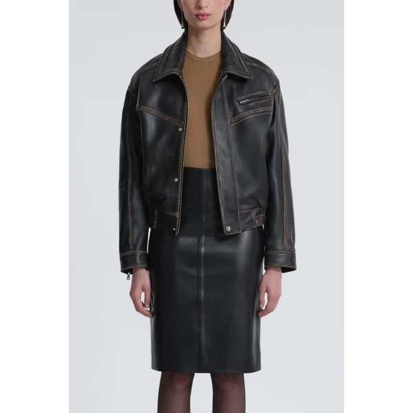 Nour Hammour Clint Cropped Bomber Jacket, view 2
