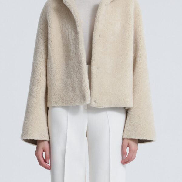 Nour Hammour Jackets Color | Cooper Hooded Curly Shearling Jacket luxury leather Jackets from Coveti