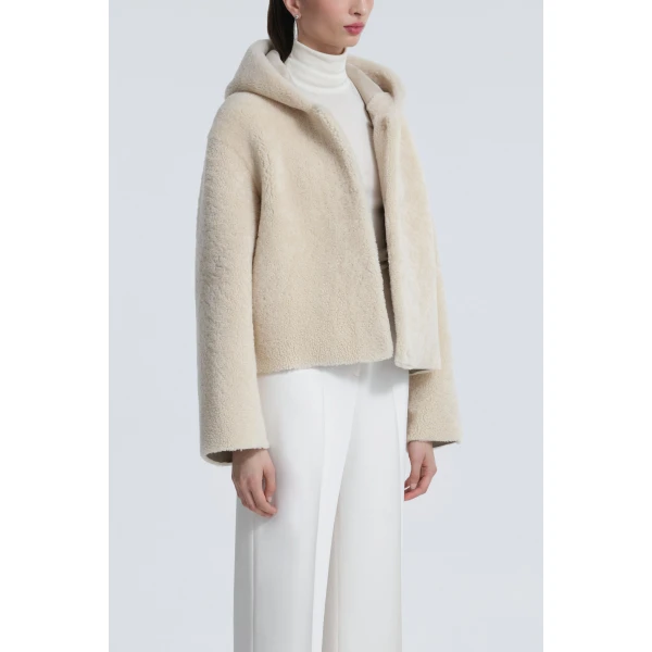Nour Hammour Cooper Hooded Curly Shearling Jacket, view 3