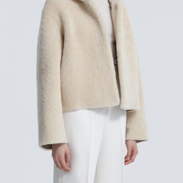 Nour Hammour Jackets Color | Cooper Hooded Curly Shearling Jacket luxury leather Jackets from Coveti