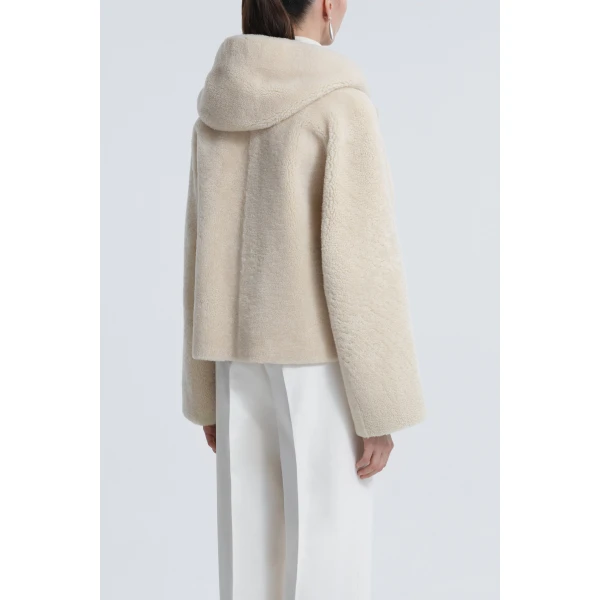 Nour Hammour Cooper Hooded Curly Shearling Jacket, view 4