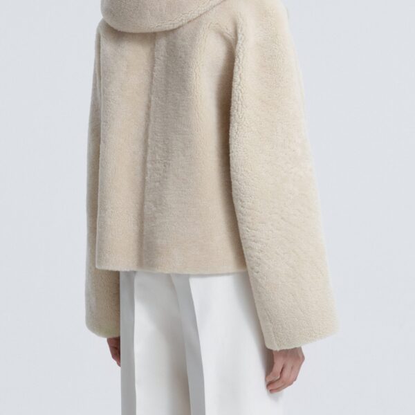 Nour Hammour Jackets Color | Cooper Hooded Curly Shearling Jacket luxury leather Jackets from Coveti