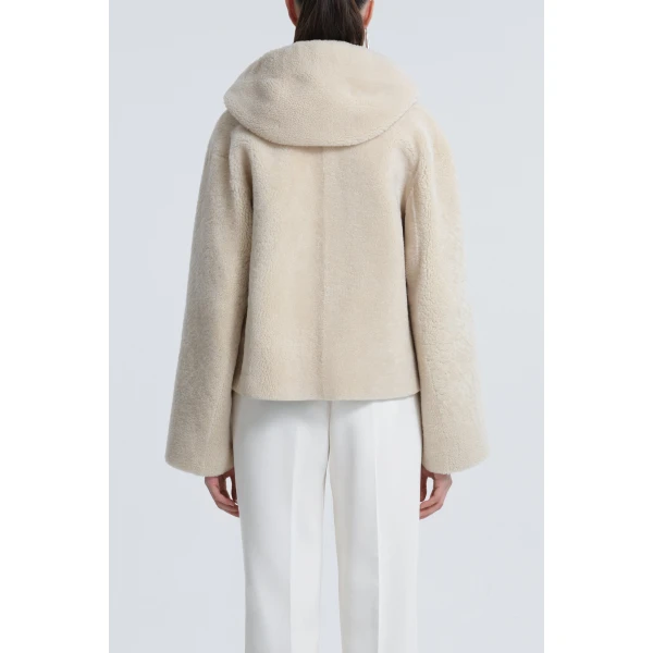 Nour Hammour Cooper Hooded Curly Shearling Jacket, view 5