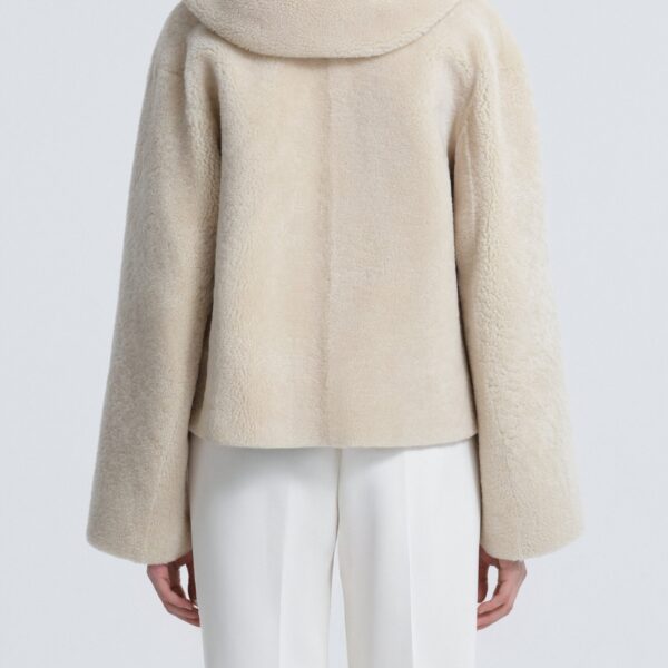 Nour Hammour Jackets Color | Cooper Hooded Curly Shearling Jacket luxury leather Jackets from Coveti