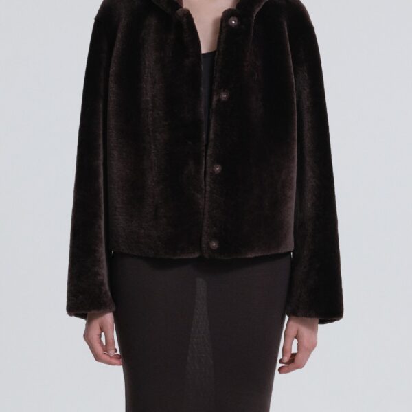 Nour Hammour Jackets Color | Cooper Hooded Shearling Jacket luxury leather Jackets from Coveti