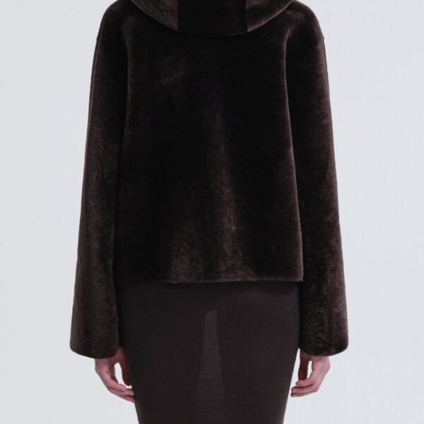 Nour Hammour Jackets Color | Cooper Hooded Shearling Jacket luxury leather Jackets from Coveti