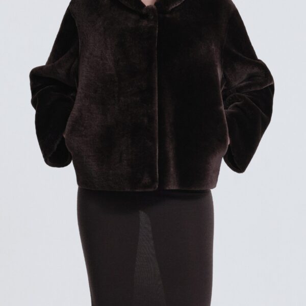 Nour Hammour Jackets Color | Cooper Hooded Shearling Jacket luxury leather Jackets from Coveti