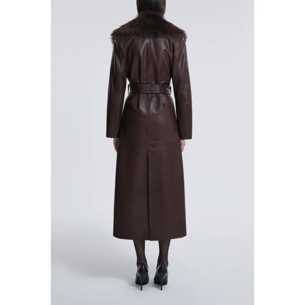 Nour Hammour Dakota Glamorous Leather Coat, view 4
