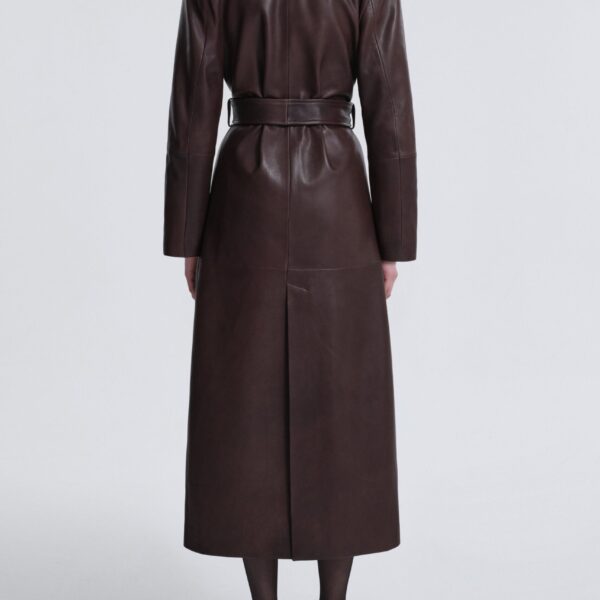 Nour Hammour Coats Color | Dakota Glamorous Leather Coat luxury leather Coats from Coveti