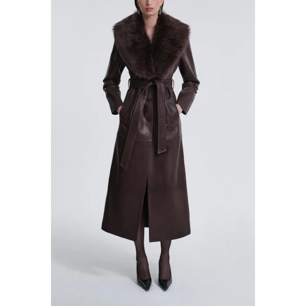 Nour Hammour Dakota Glamorous Leather Coat, view 5