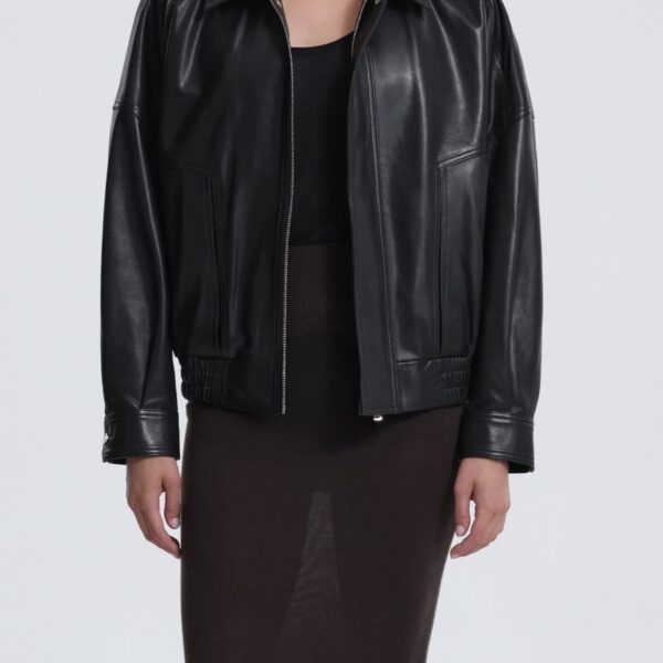 Nour Hammour Jackets Color | Dalma Relaxed Leather Jacket luxury leather Jackets from Coveti