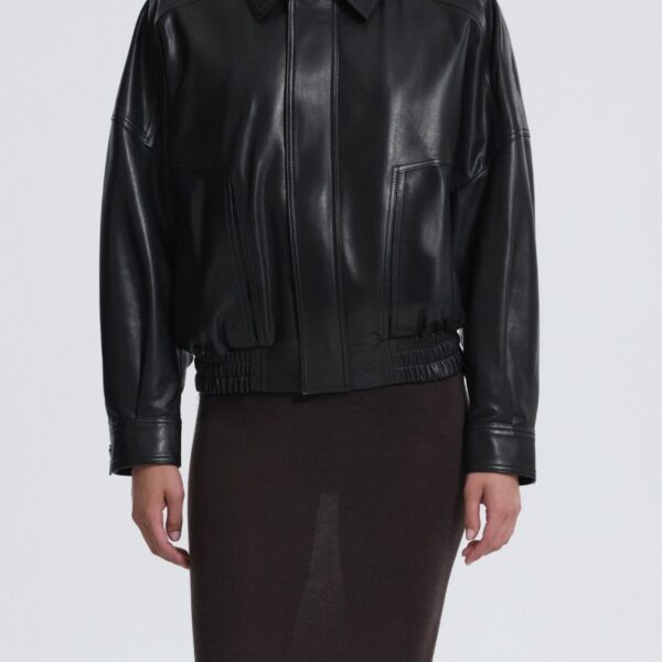 Nour Hammour Jackets Color | Dalma Relaxed Leather Jacket luxury leather Jackets from Coveti