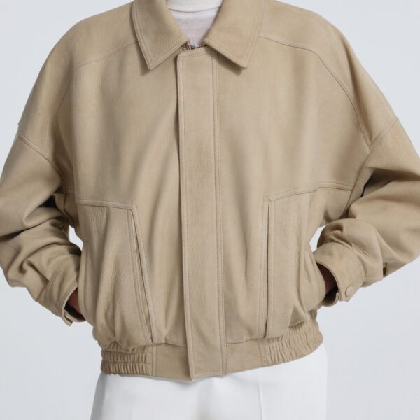 Nour Hammour Jackets Color | Dalma Relaxed Suede Jacket luxury leather Jackets from Coveti