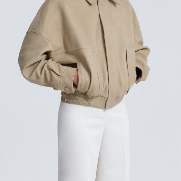 Nour Hammour Jackets Color | Dalma Relaxed Suede Jacket luxury leather Jackets from Coveti