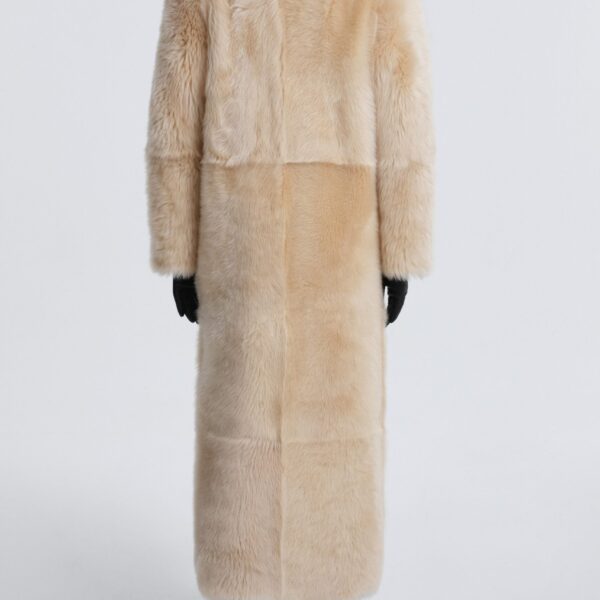 Nour Hammour Coats Color | Evita Long Luxurious Shearling Coat luxury leather Coats from Coveti