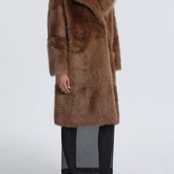 Nour Hammour Coats Color | Evita Plush Shearling Coat luxury leather Coats from Coveti