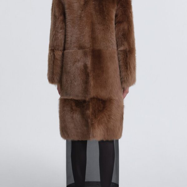 Nour Hammour Coats Color | Evita Plush Shearling Coat luxury leather Coats from Coveti