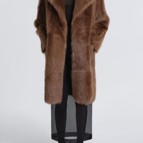 Nour Hammour Coats Color | Evita Plush Shearling Coat luxury leather Coats from Coveti