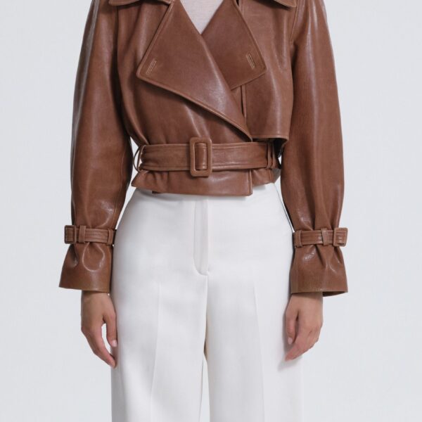 Nour Hammour Jackets Color | Hatti Cropped Leather Jacket luxury leather Jackets from Coveti