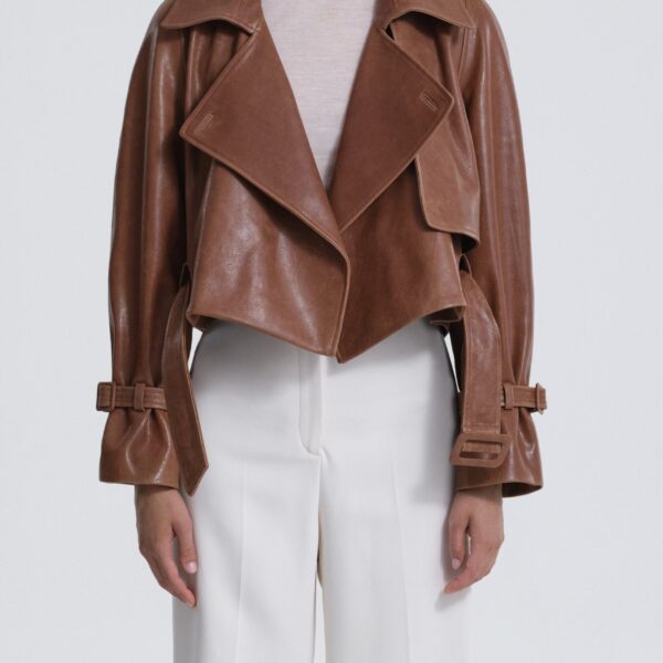 Nour Hammour Jackets Color | Hatti Cropped Leather Jacket luxury leather Jackets from Coveti