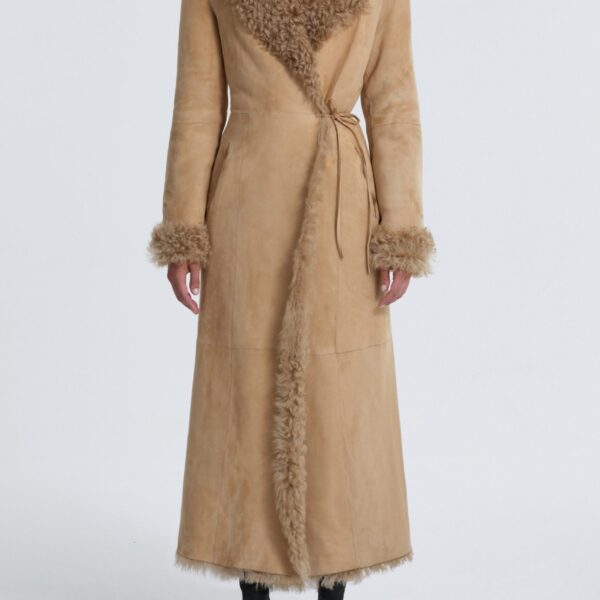 Nour Hammour Coats Color | Joni Off-duty Curly Shearling Essential luxury leather Coats from Coveti