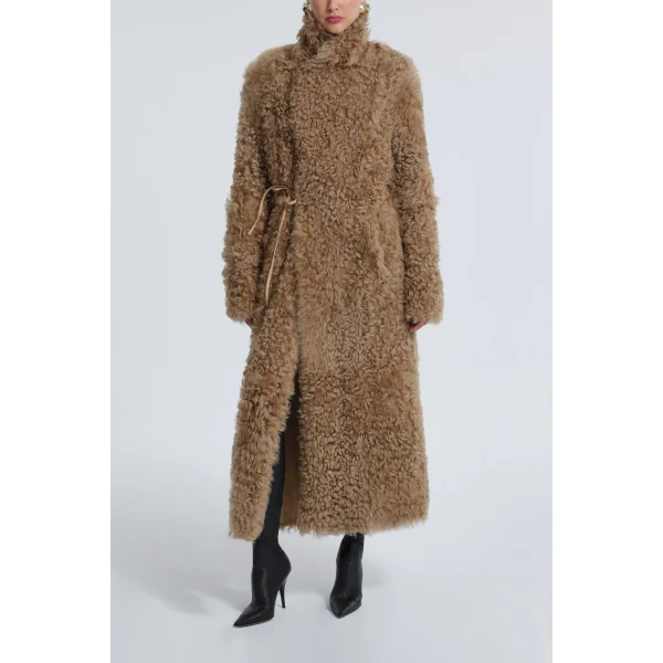 Nour Hammour Joni Off-duty Curly Shearling Essential Coat, view 5