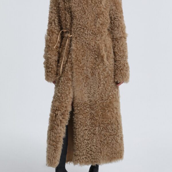 Nour Hammour Coats Color | Joni Off-duty Curly Shearling Essential luxury leather Coats from Coveti