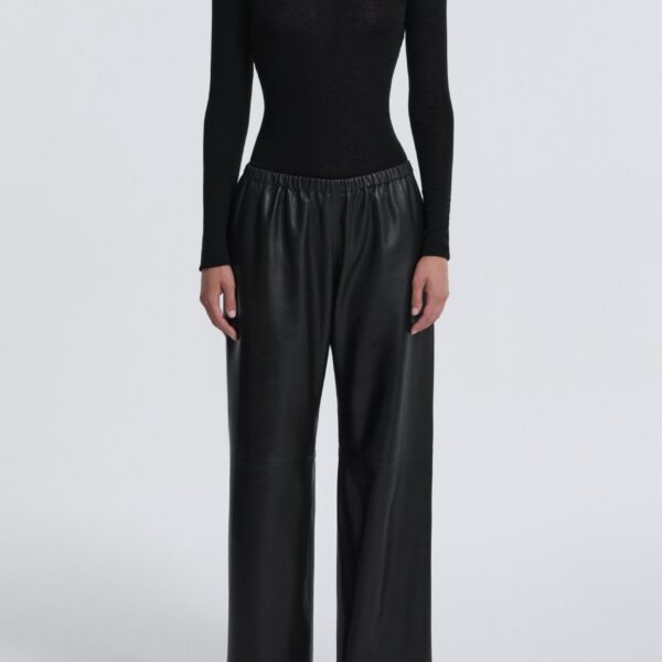 Nour Hammour Pants Color | Olan Pants Relaxed Suede Pants luxury leather Pants from Coveti