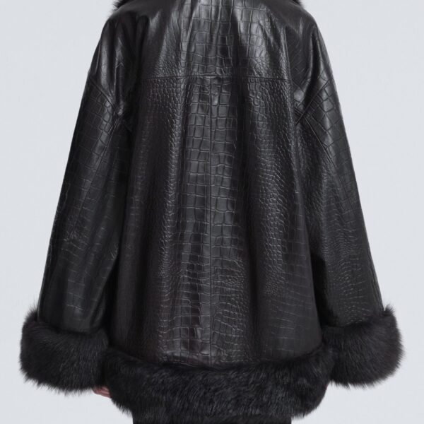 Nour Hammour Coats Color | Sabine Oversized Croco Coat luxury leather Coats from Coveti