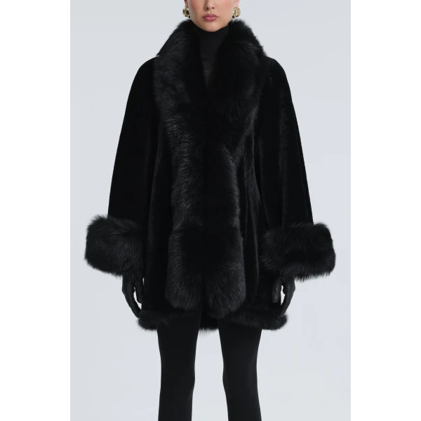 Nour Hammour Sima Midi Chic Shearling Coat, view 2