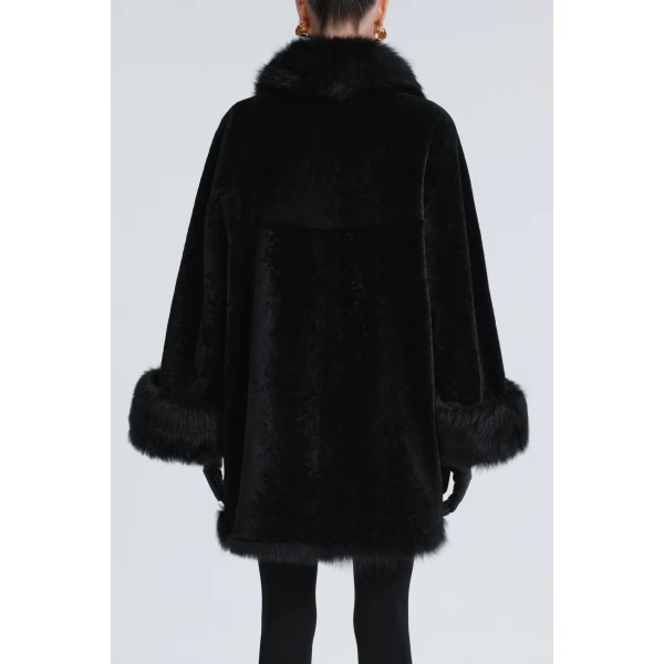 Nour Hammour Sima Midi Chic Shearling Coat, view 4