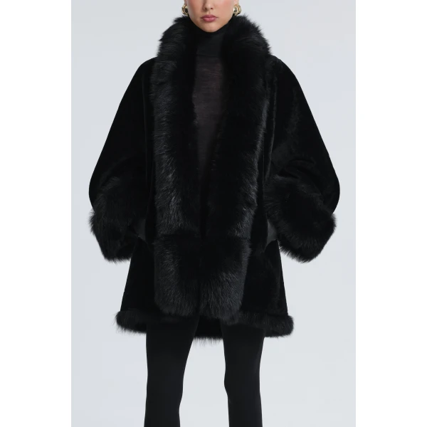 Nour Hammour Sima Midi Chic Shearling Coat, view 5