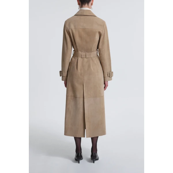 Nour Hammour Tate Tailored Suede Trench Coat, view 4
