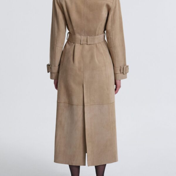 Nour Hammour Coats Color | Tate Tailored Suede Trench luxury leather Coats from Coveti