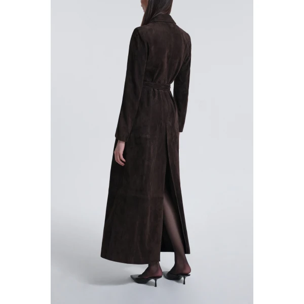 Nour Hammour Vesper Sleek Suede Coat, view 4